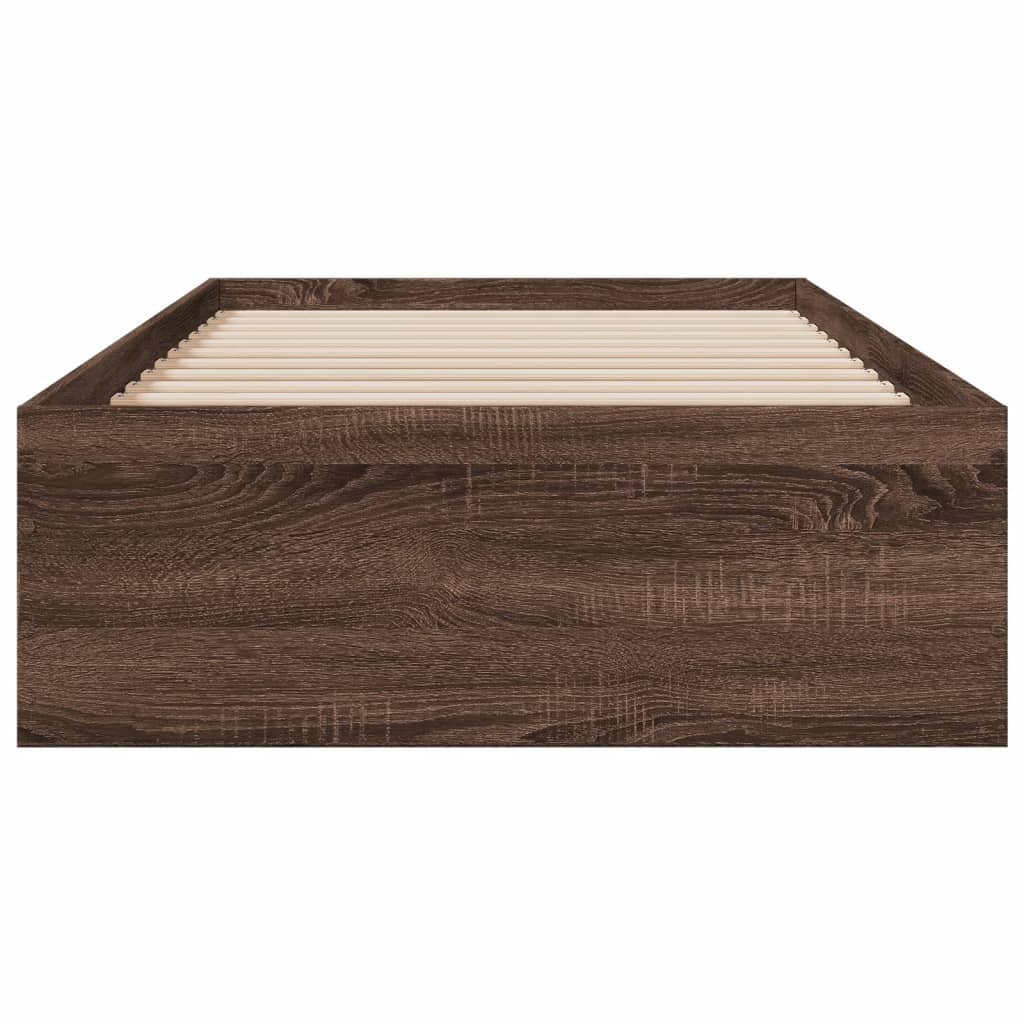 vidaXL Cadru de pat cu sertare stejar maro 75x190 cm lemn prelucrat