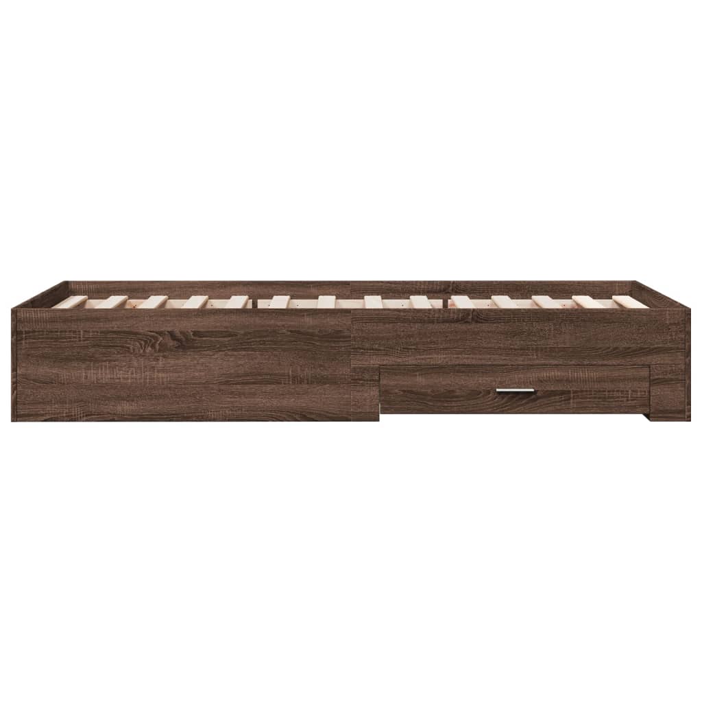 vidaXL Cadru de pat cu sertare stejar maro 75x190 cm lemn prelucrat
