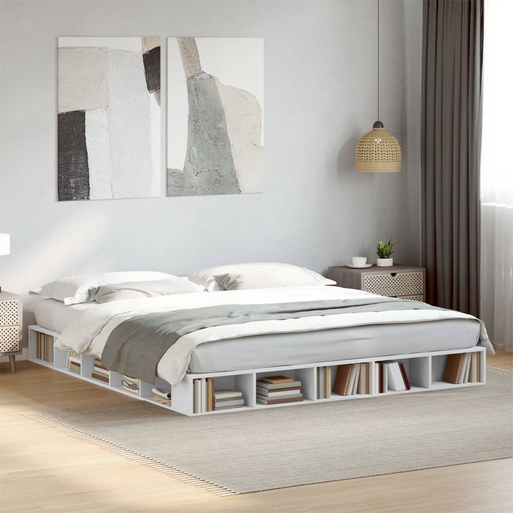 vidaXL Cadru de pat alb 180x200 cm din lemn prelucrat