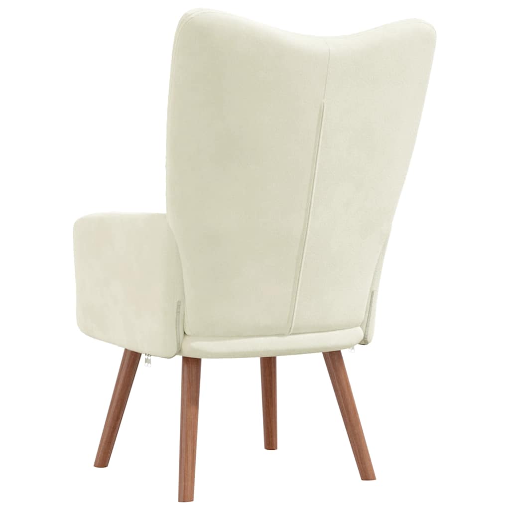 vidaXL Scaun de relaxare, alb crem, catifea