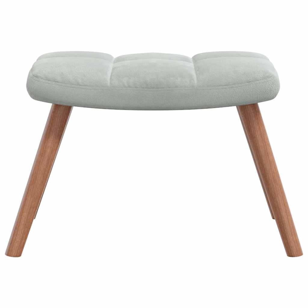 vidaXL Scaun de relaxare cu taburet, gri deschis, catifea vidaXL Scaun de relaxare cu taburet, gri deschis, catifea