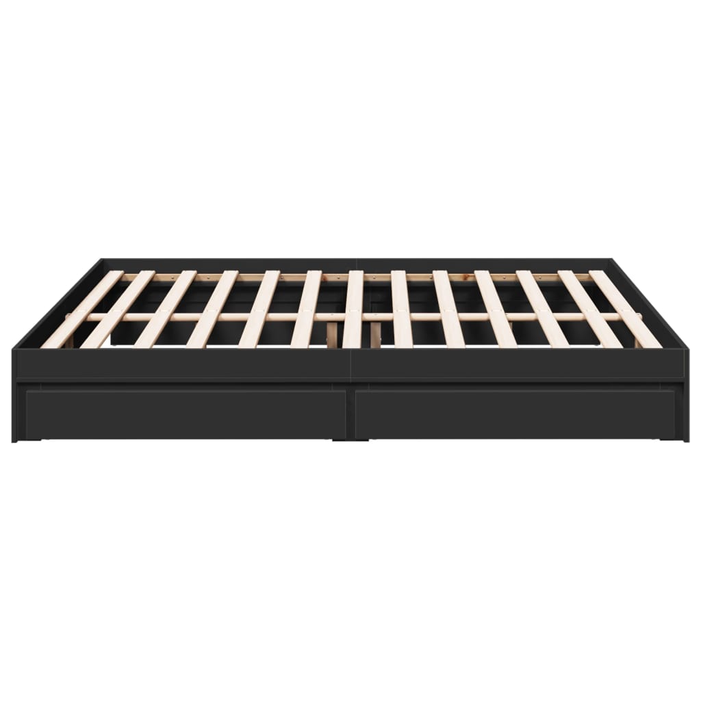 vidaXL Cadru de pat cu sertare negru 200x200 cm lemn prelucrat