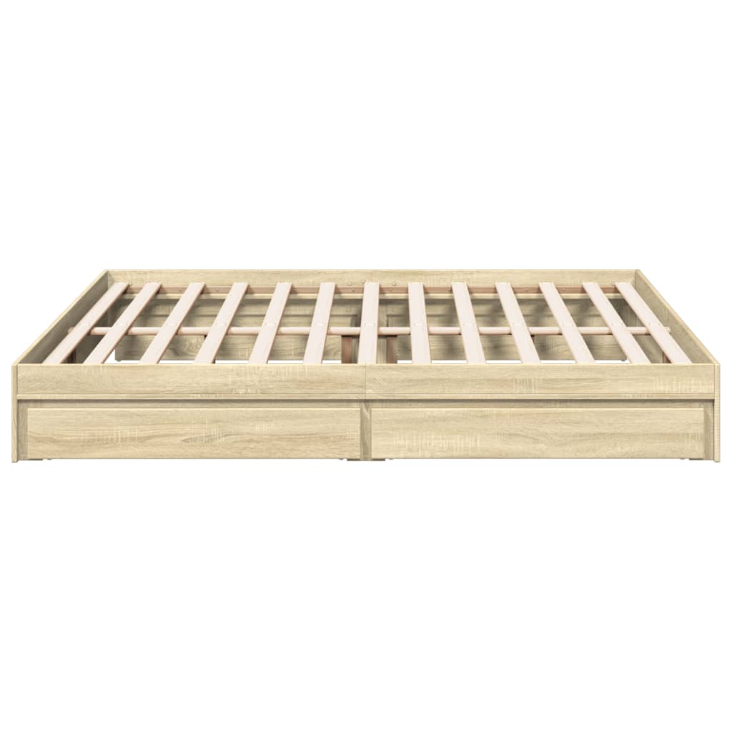 vidaXL Cadru de pat cu sertare stejar sonoma 200x200 cm lemn prelucrat