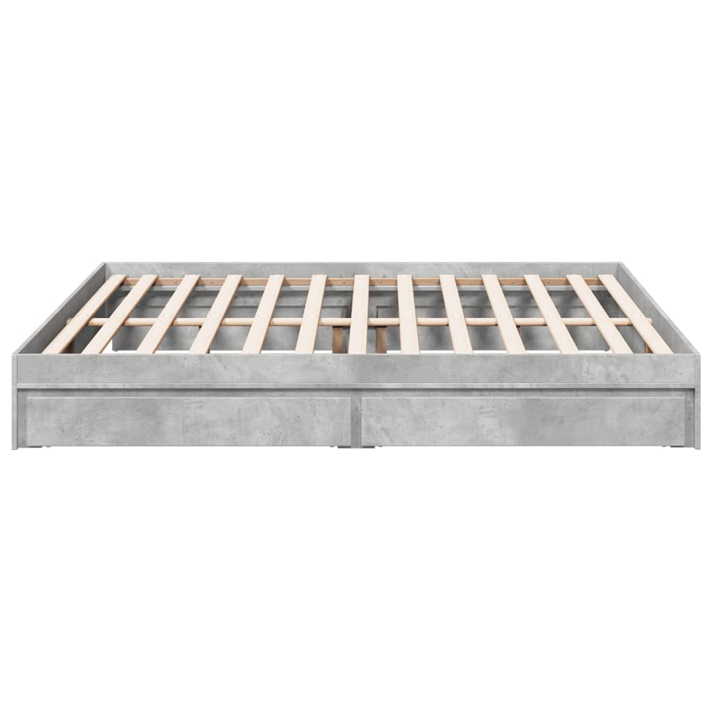vidaXL Cadru de pat cu sertare gri beton 200x200 cm lemn prelucrat