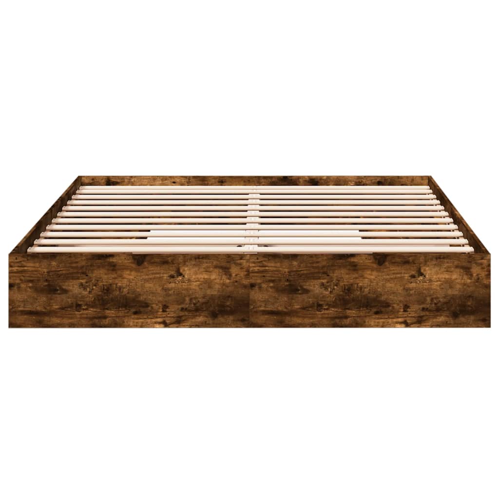 vidaXL Cadru de pat cu sertare stejar fumuriu 200x200cm lemn prelucrat