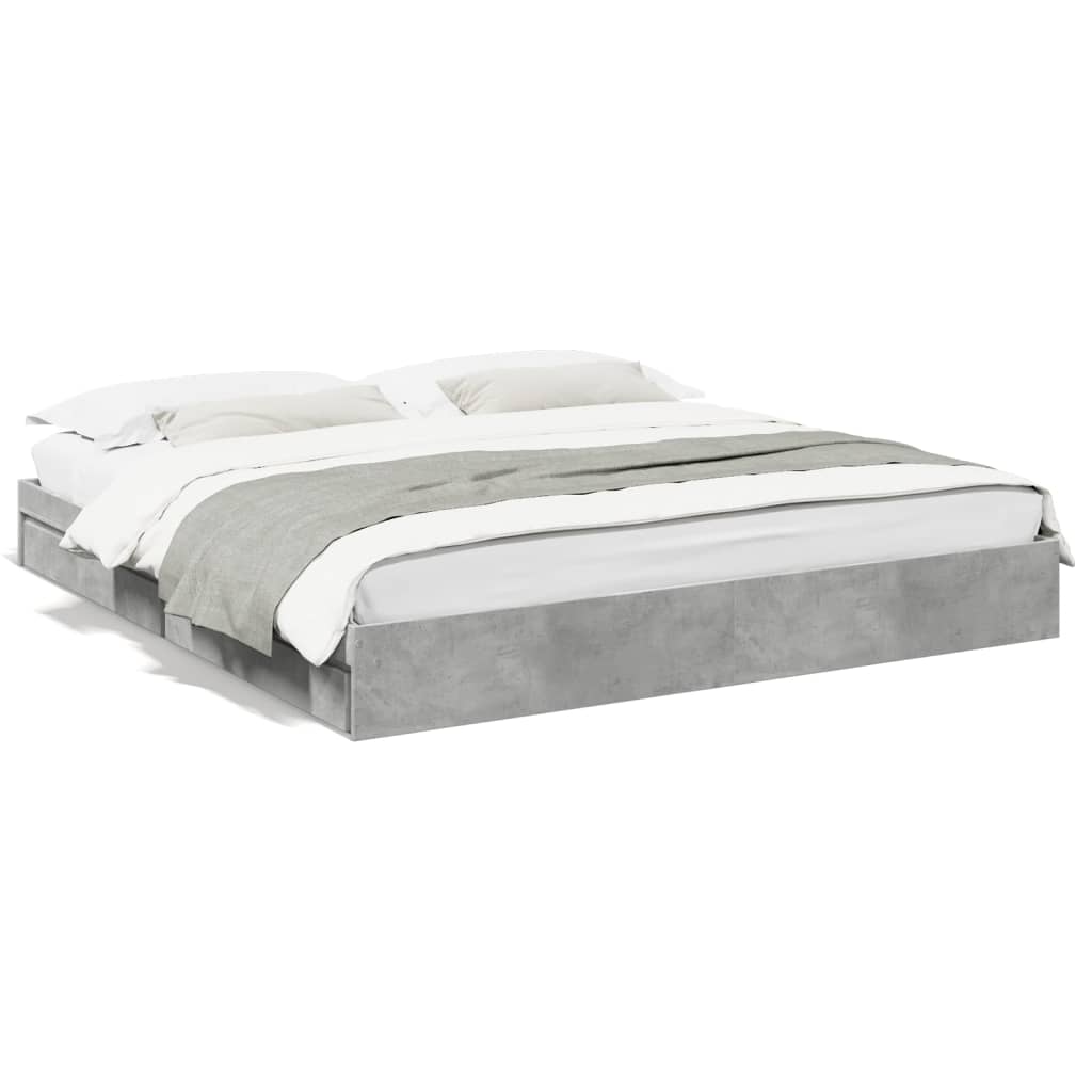 vidaXL Cadru de pat cu sertare, gri beton, 180x200 cm, lemn prelucrat vidaXL Cadru de pat cu sertare, gri beton, 180x200 cm, lemn prelucrat