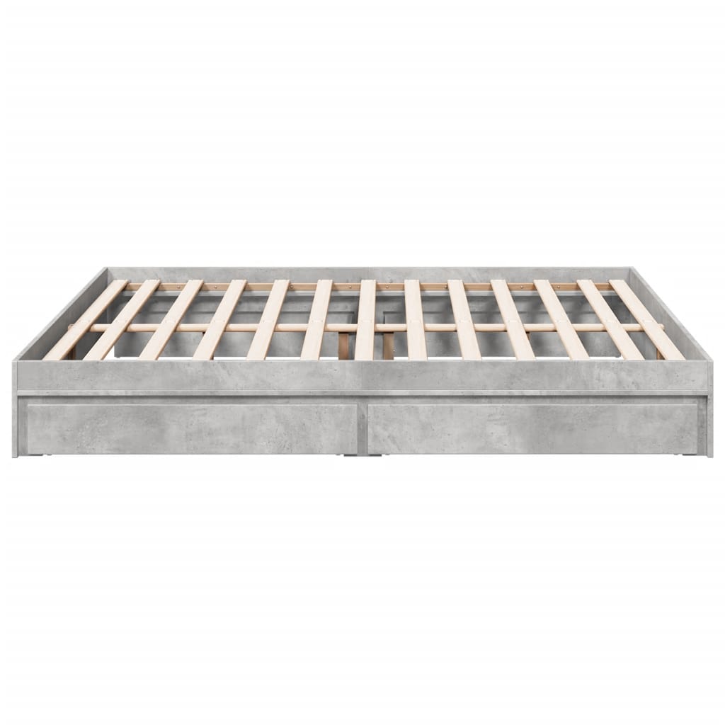 vidaXL Cadru de pat cu sertare, gri beton, 180x200 cm, lemn prelucrat vidaXL Cadru de pat cu sertare, gri beton, 180x200 cm, lemn prelucrat