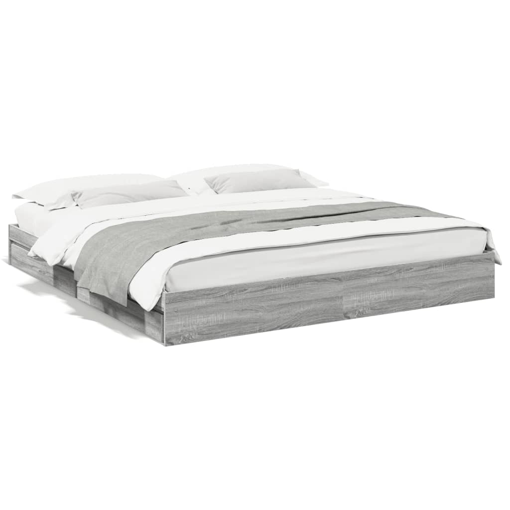 vidaXL Cadru de pat cu sertare gri sonoma 180x200 cm lemn prelucrat