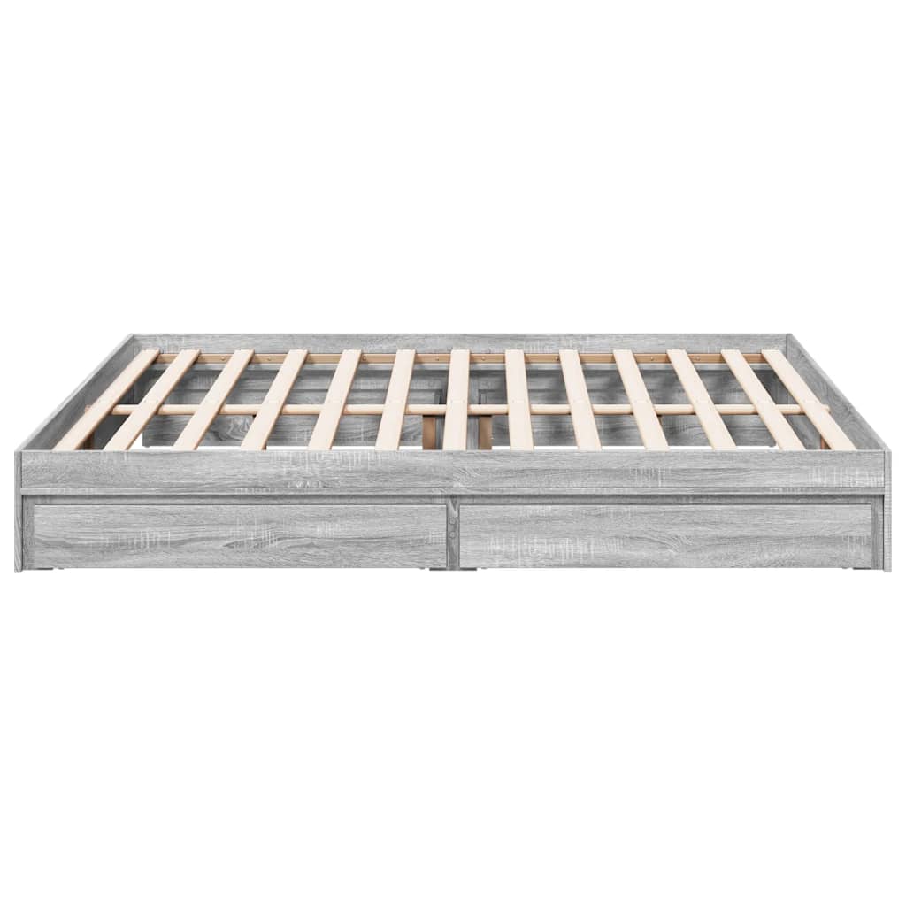 vidaXL Cadru de pat cu sertare gri sonoma 180x200 cm lemn prelucrat
