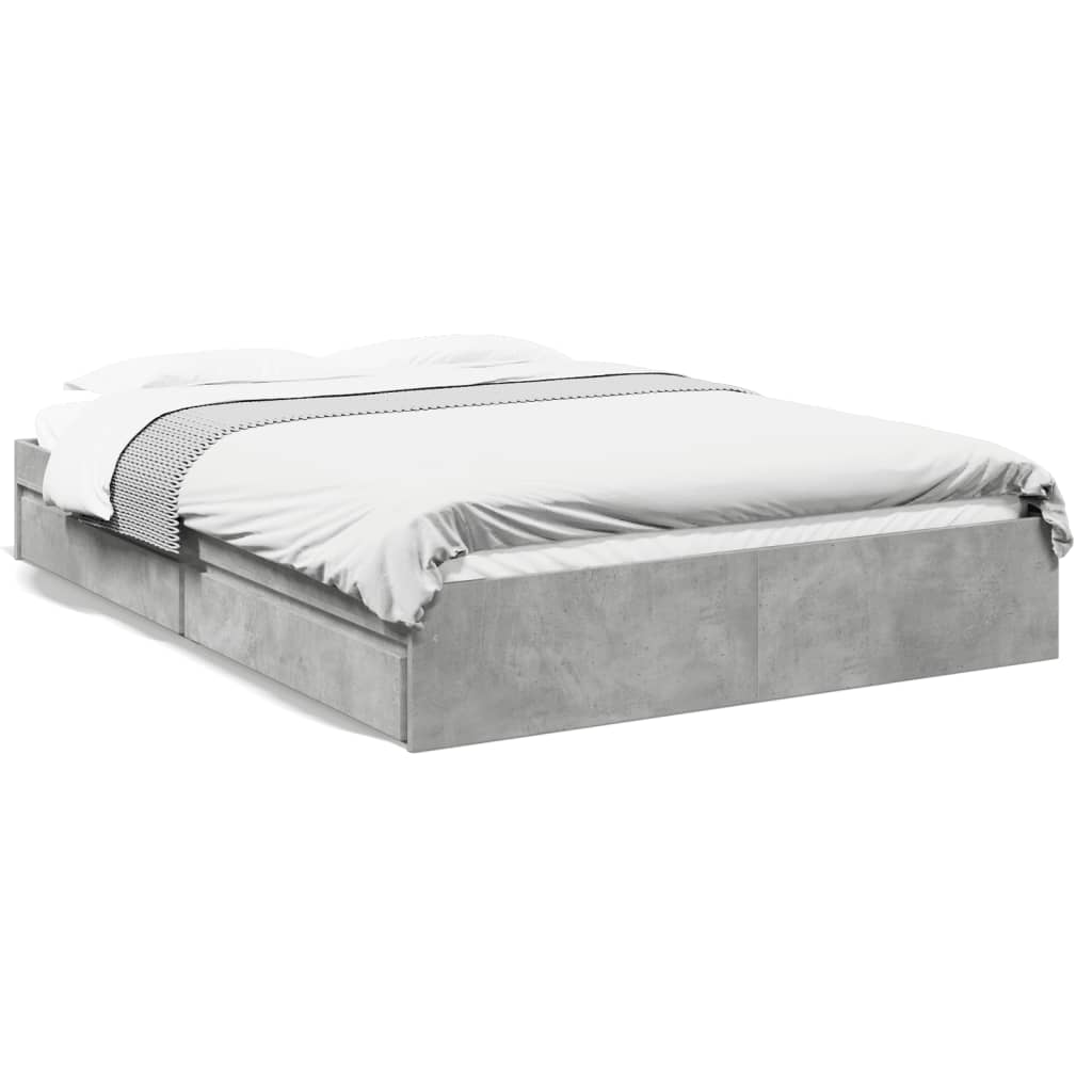 vidaXL Cadru de pat cu sertare, gri beton, 160x200 cm, lemn prelucrat vidaXL Cadru de pat cu sertare, gri beton, 160x200 cm, lemn prelucrat