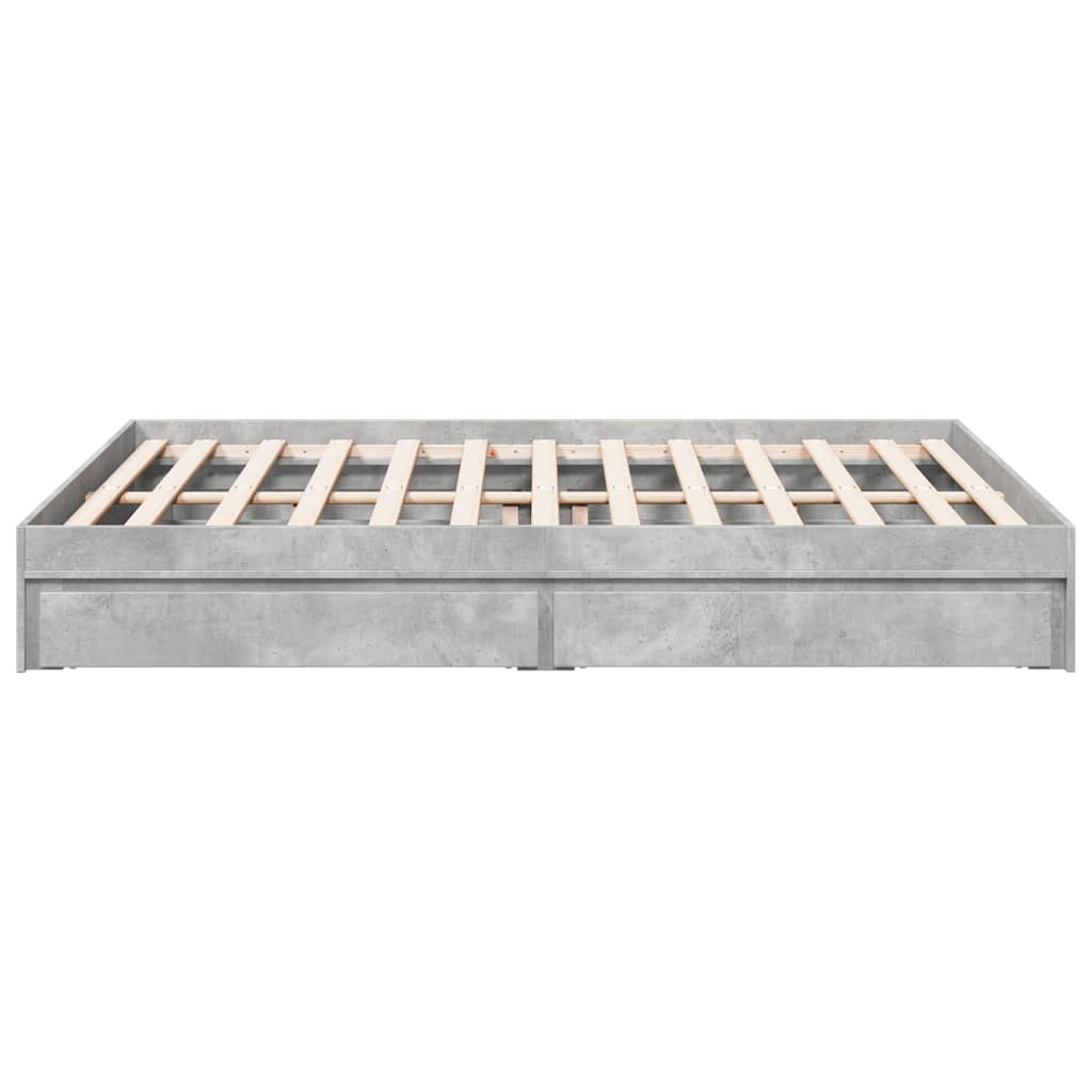 vidaXL Cadru de pat cu sertare, gri beton, 160x200 cm, lemn prelucrat vidaXL Cadru de pat cu sertare, gri beton, 160x200 cm, lemn prelucrat