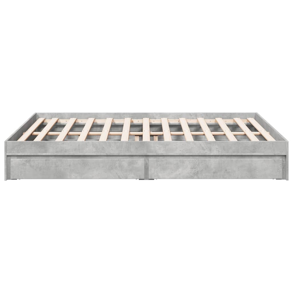 vidaXL Cadru de pat cu sertare, gri beton, 150x200 cm, lemn prelucrat vidaXL Cadru de pat cu sertare, gri beton, 150x200 cm, lemn prelucrat