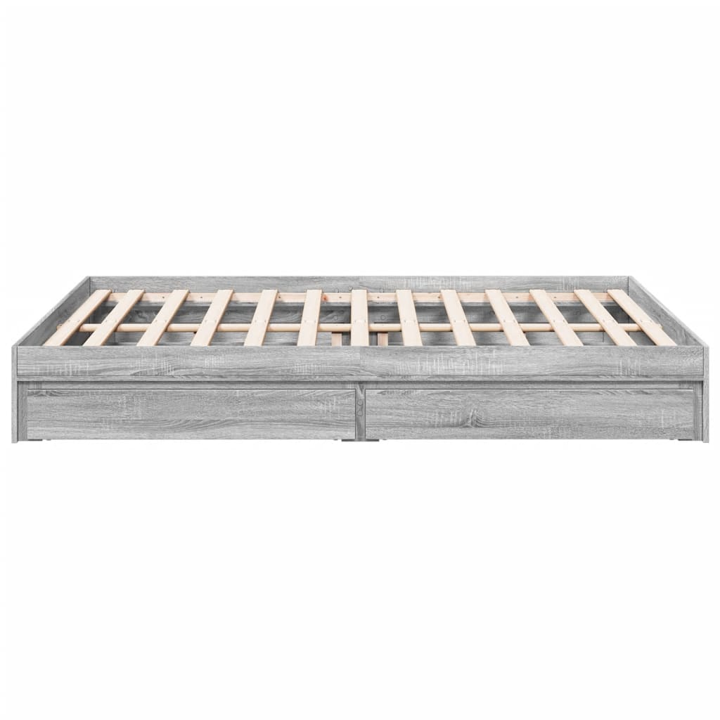 vidaXL Cadru de pat cu sertare gri sonoma 150x200 cm lemn prelucrat