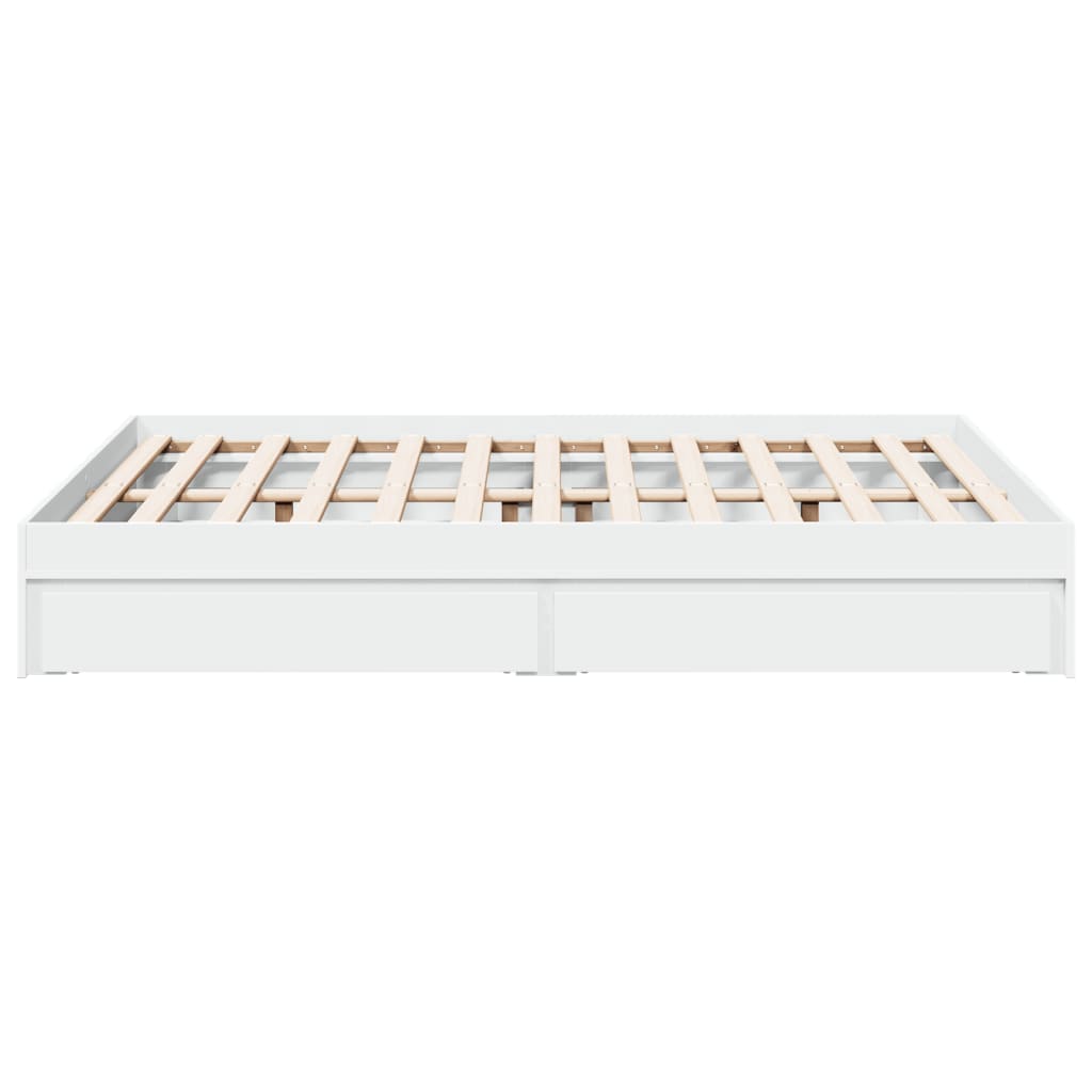 vidaXL Cadru de pat cu sertare, alb, 120x200 cm, lemn prelucrat
