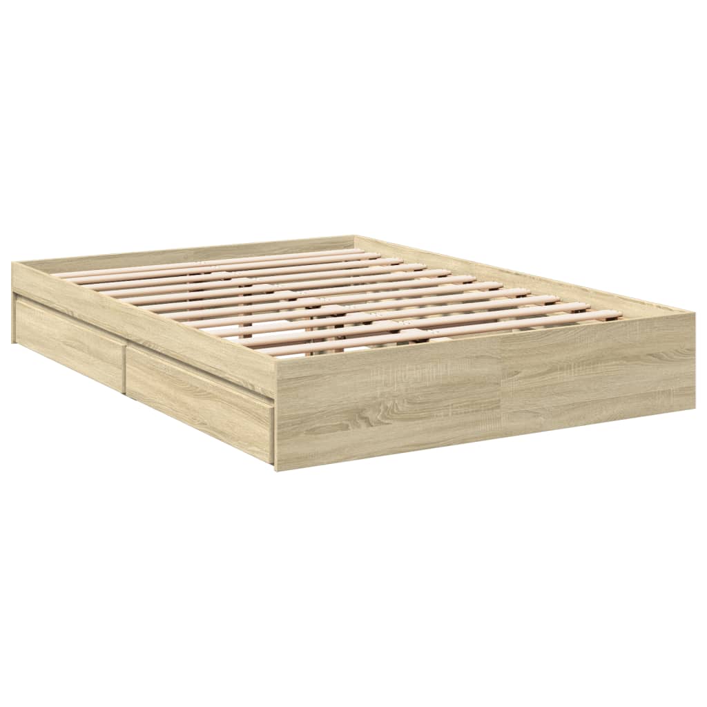 vidaXL Cadru de pat cu sertare stejar sonoma 120x200 cm lemn prelucrat