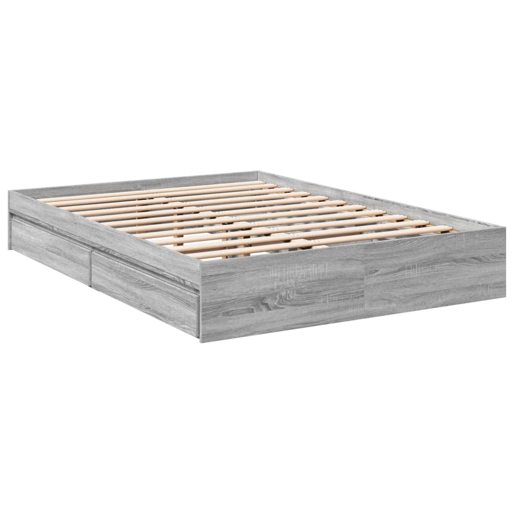 vidaXL Cadru de pat cu sertare gri sonoma 120x200 cm lemn prelucrat