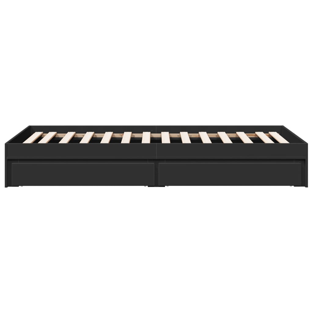 vidaXL Cadru de pat cu sertare, negru, 100x200 cm, lemn prelucrat vidaXL Cadru de pat cu sertare, negru, 100x200 cm, lemn prelucrat