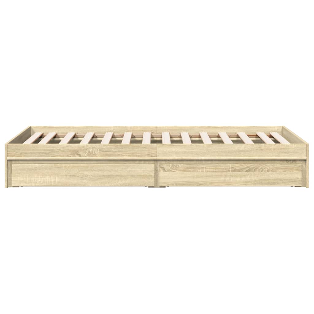 vidaXL Cadru de pat cu sertare stejar sonoma 100x200 cm lemn prelucrat