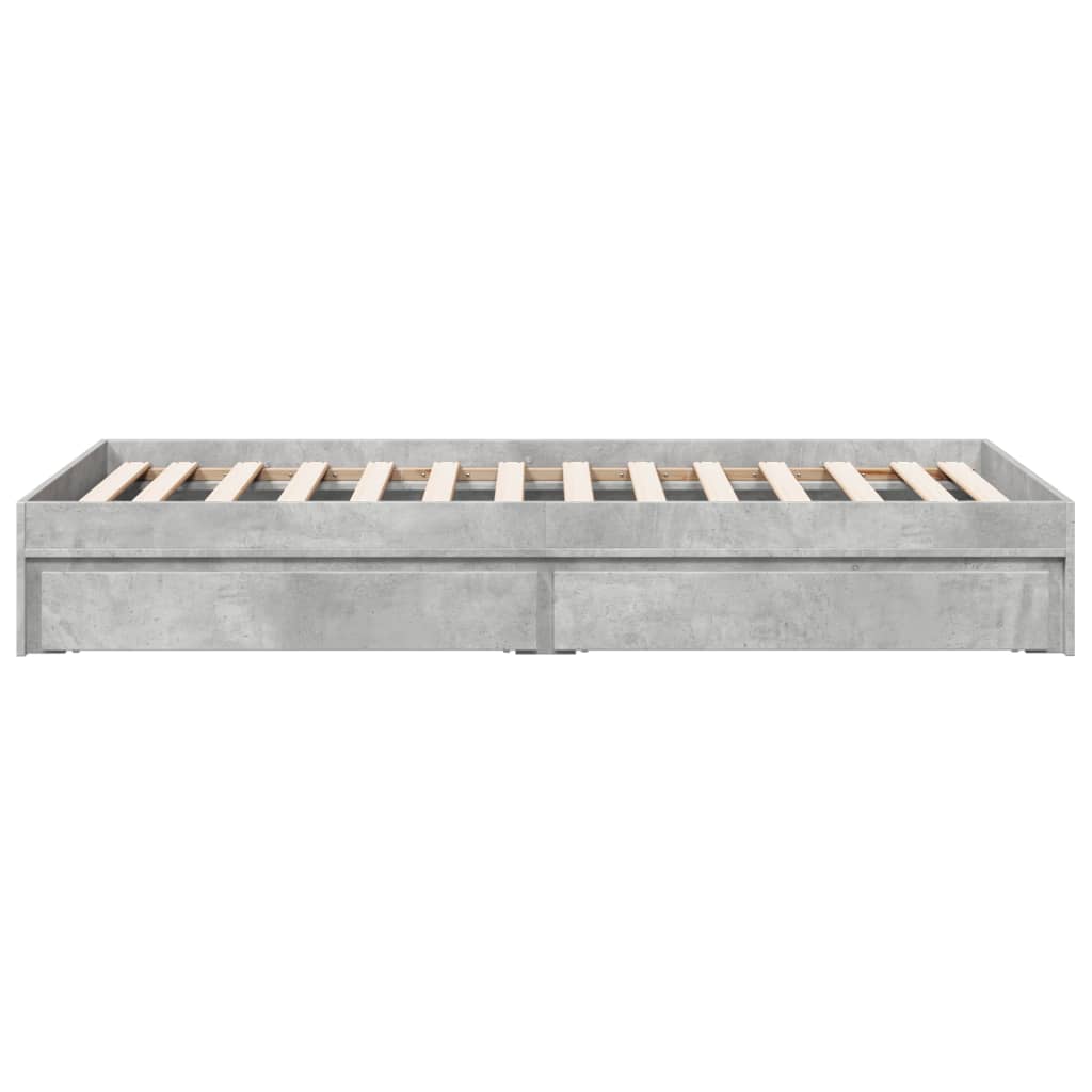 vidaXL Cadru de pat cu sertare, gri beton, 100x200 cm, lemn prelucrat vidaXL Cadru de pat cu sertare, gri beton, 100x200 cm, lemn prelucrat