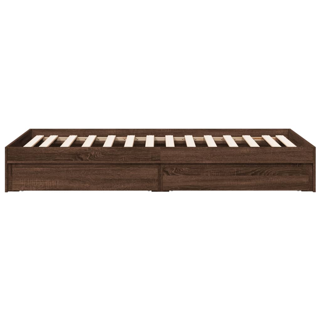 vidaXL Cadru de pat cu sertare, stejar maro, 100x200 cm lemn prelucrat