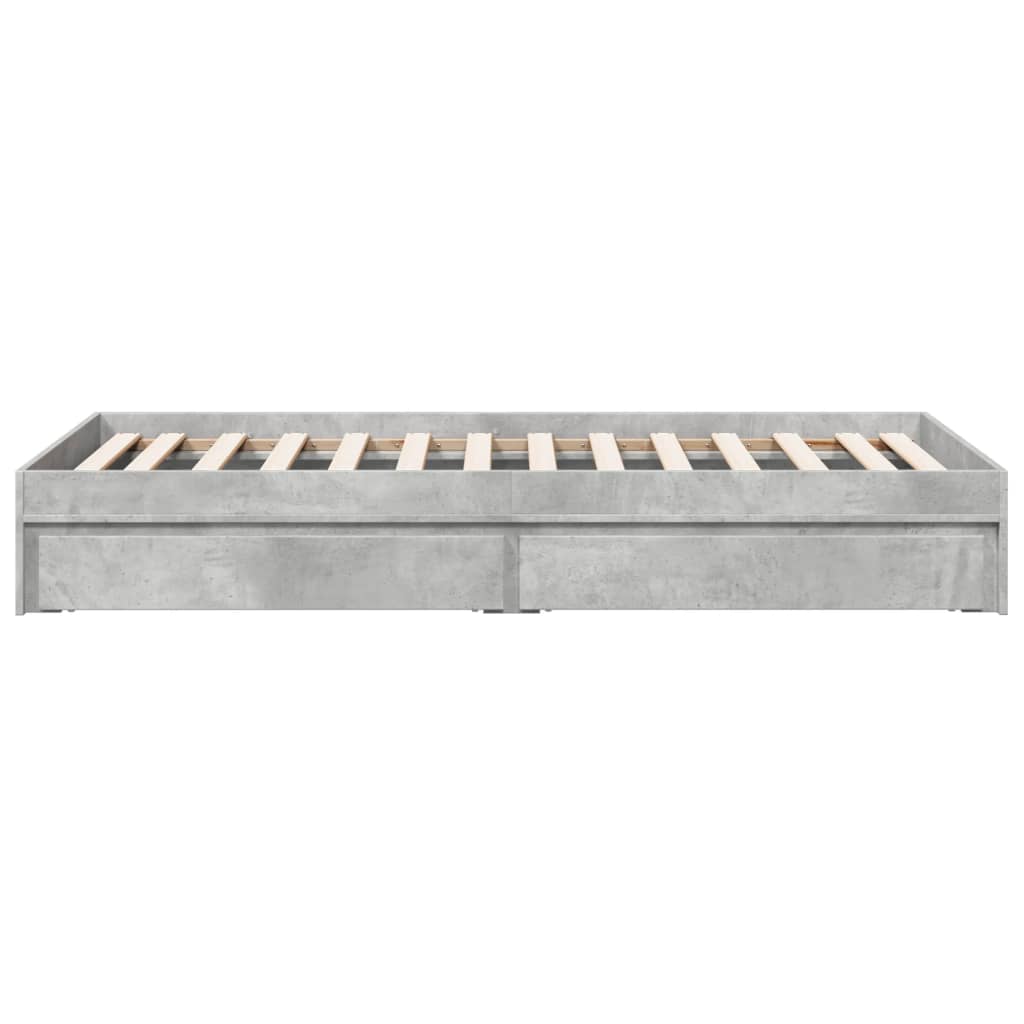 vidaXL Cadru de pat cu sertare, gri beton, 90x200 cm, lemn prelucrat vidaXL Cadru de pat cu sertare, gri beton, 90x200 cm, lemn prelucrat