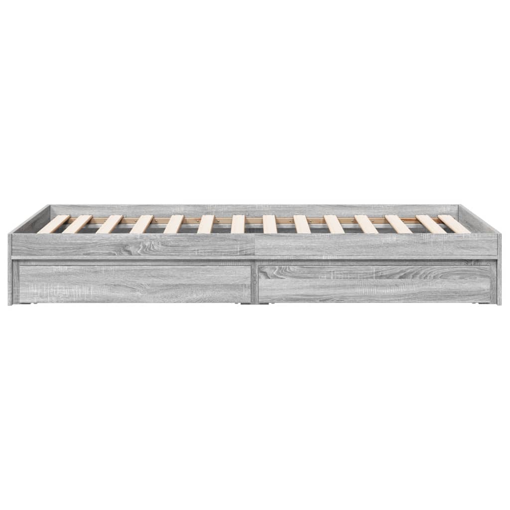 vidaXL Cadru de pat cu sertare gri sonoma 90x200 cm lemn prelucrat