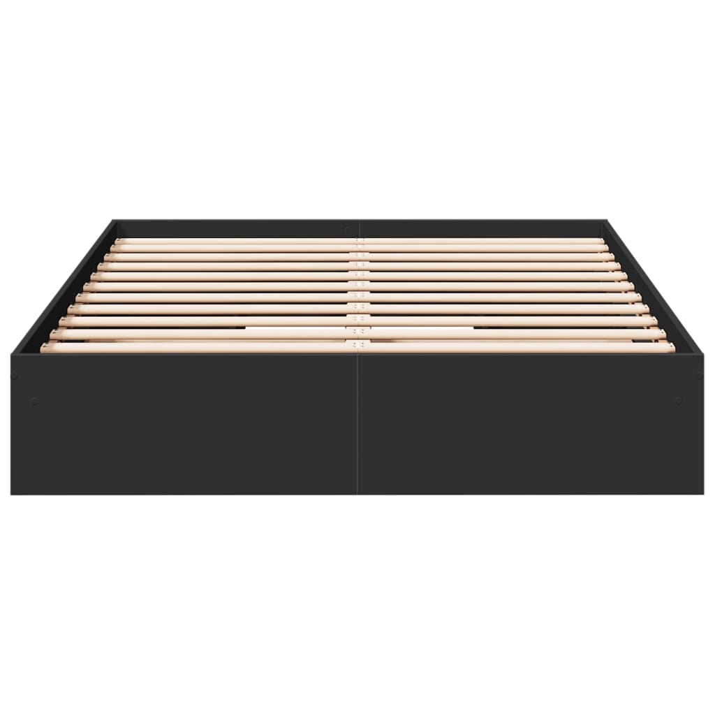 vidaXL Cadru de pat cu sertare, negru, 140x190 cm, lemn prelucrat