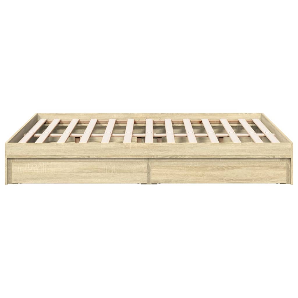 vidaXL Cadru de pat cu sertare stejar sonoma 140x190 cm lemn prelucrat vidaXL Cadru de pat cu sertare stejar sonoma 140x190 cm lemn prelucrat