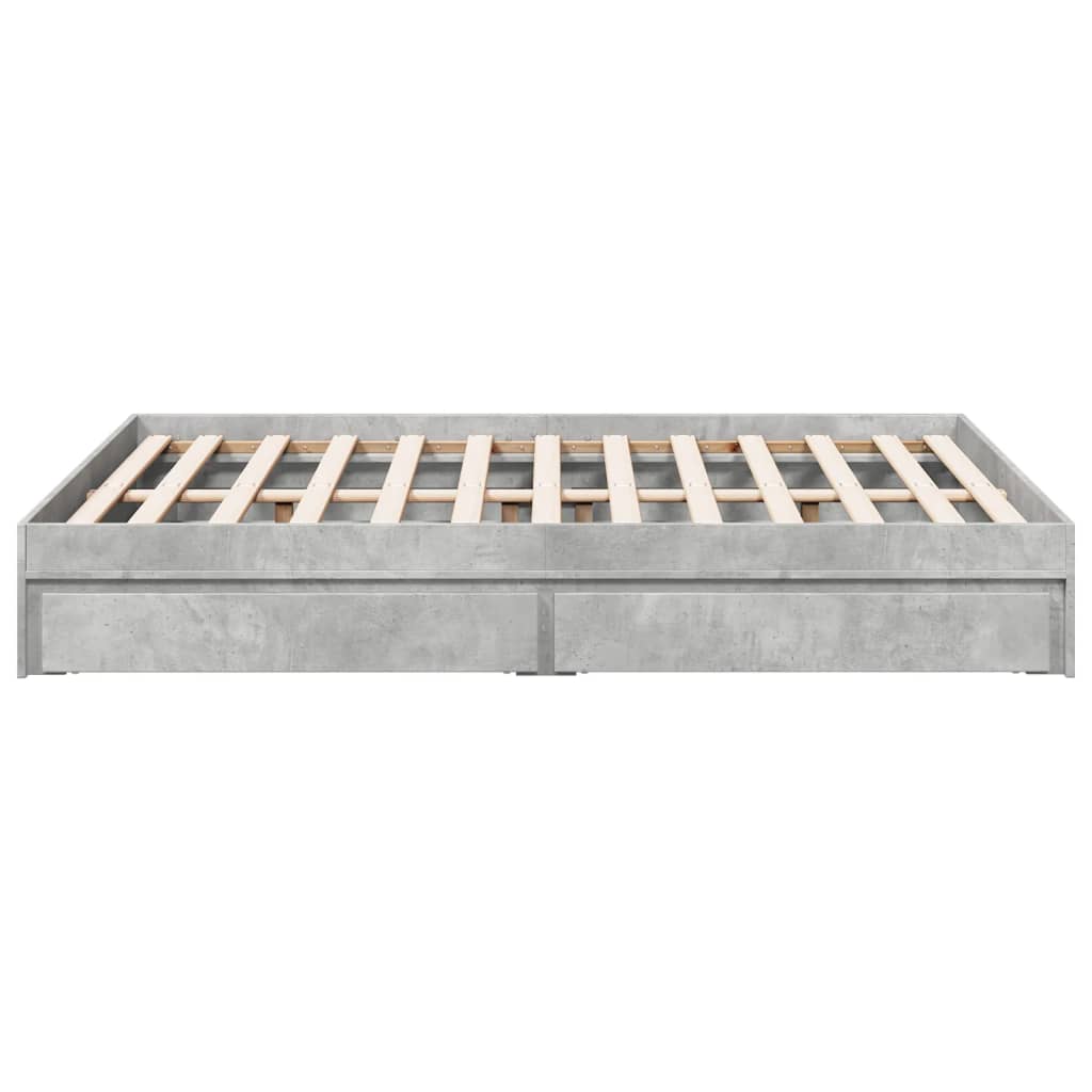 vidaXL Cadru de pat cu sertare, gri beton, 140x190 cm, lemn prelucrat vidaXL Cadru de pat cu sertare, gri beton, 140x190 cm, lemn prelucrat