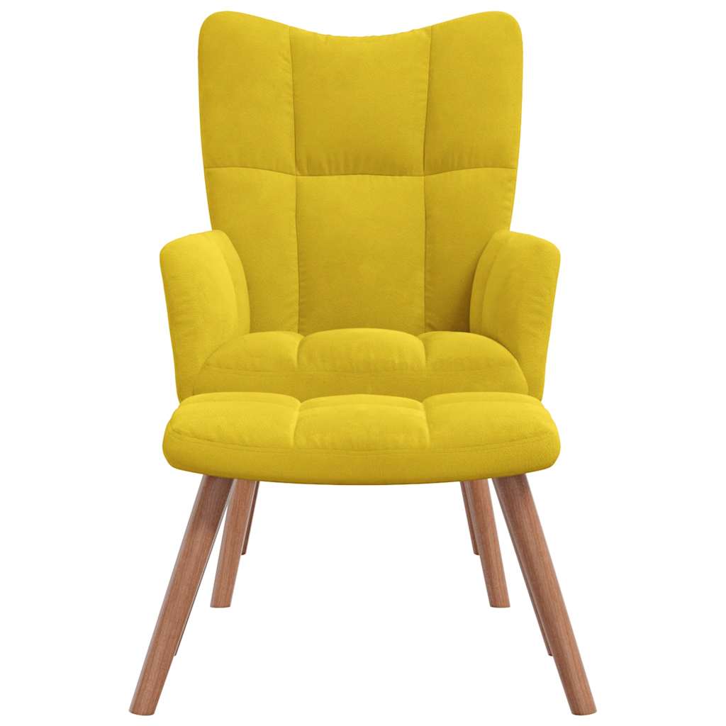 vidaXL Scaun de relaxare cu taburet, galben muștar, catifea vidaXL Scaun de relaxare cu taburet, galben muștar, catifea
