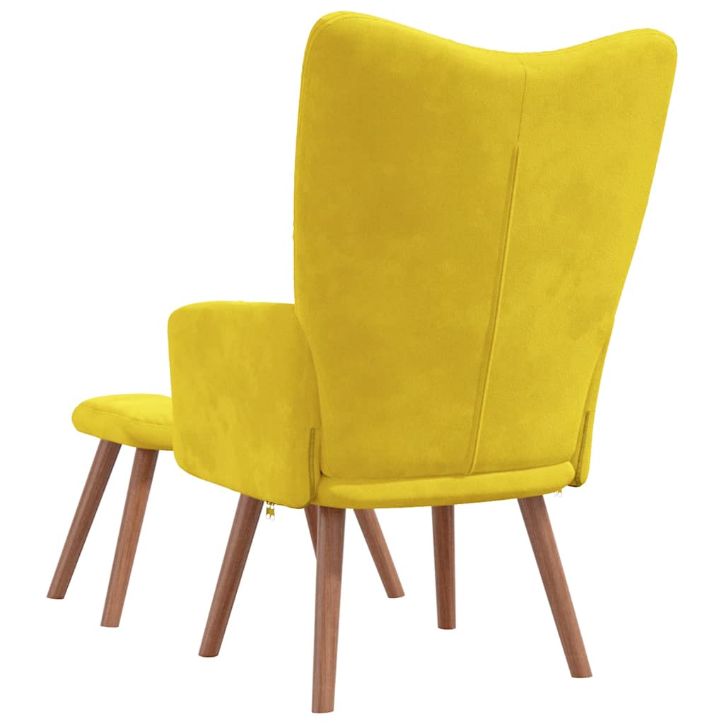 vidaXL Scaun de relaxare cu taburet, galben muștar, catifea vidaXL Scaun de relaxare cu taburet, galben muștar, catifea