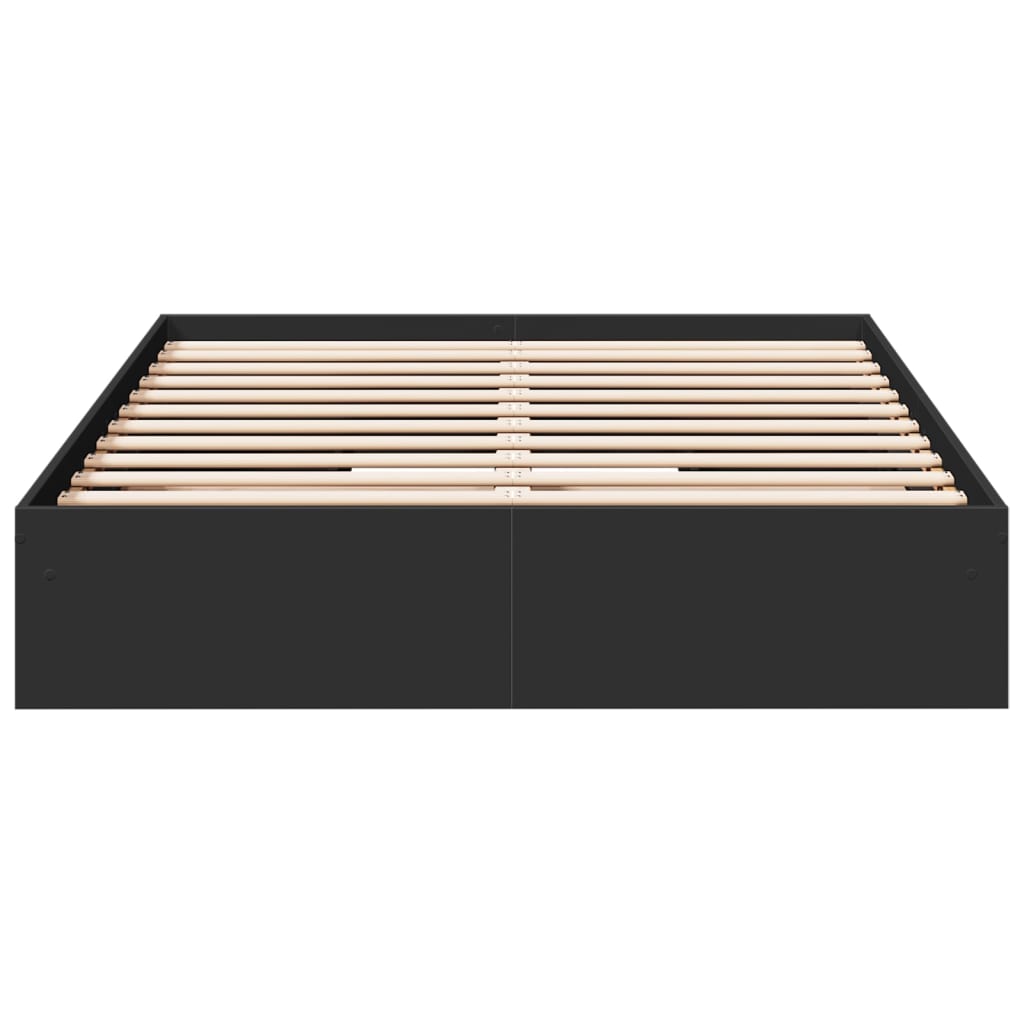 vidaXL Cadru de pat cu sertare, negru, 135x190 cm, lemn prelucrat vidaXL Cadru de pat cu sertare, negru, 135x190 cm, lemn prelucrat