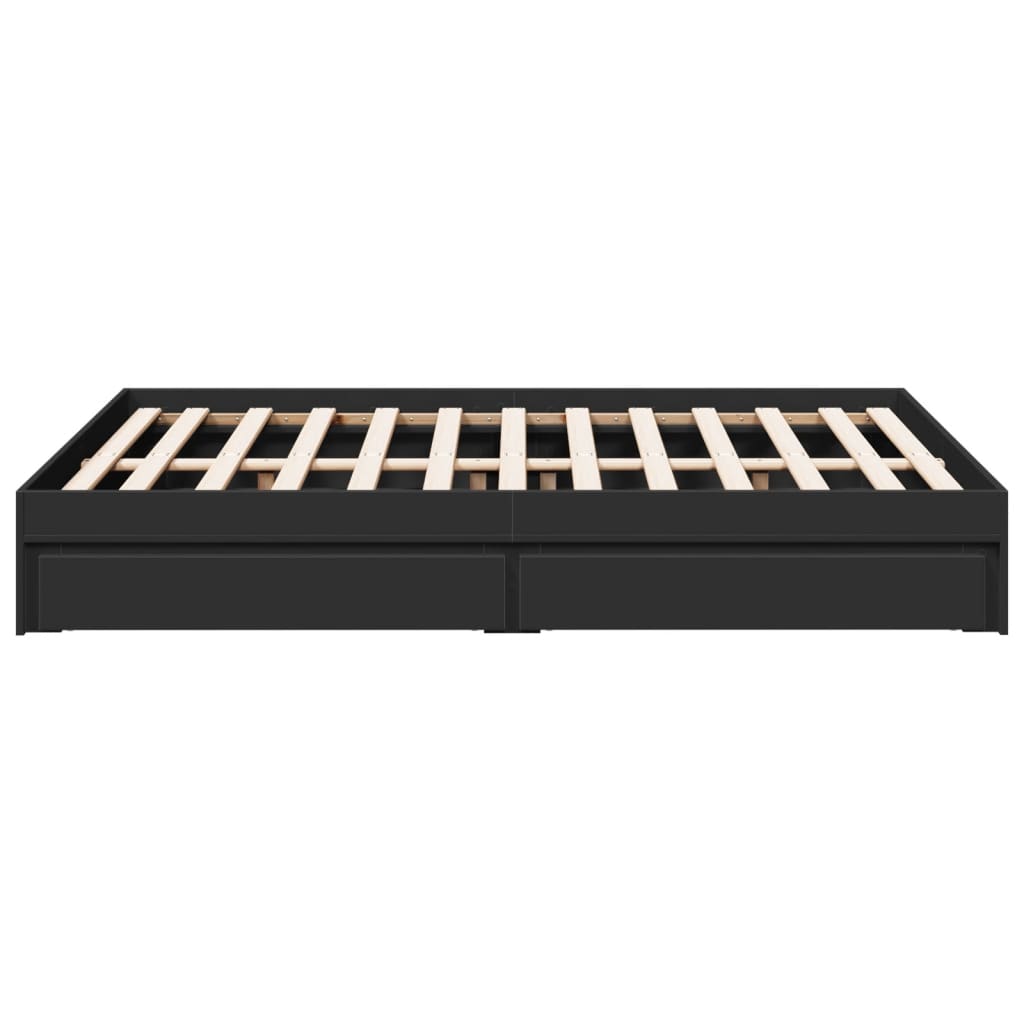 vidaXL Cadru de pat cu sertare, negru, 135x190 cm, lemn prelucrat vidaXL Cadru de pat cu sertare, negru, 135x190 cm, lemn prelucrat