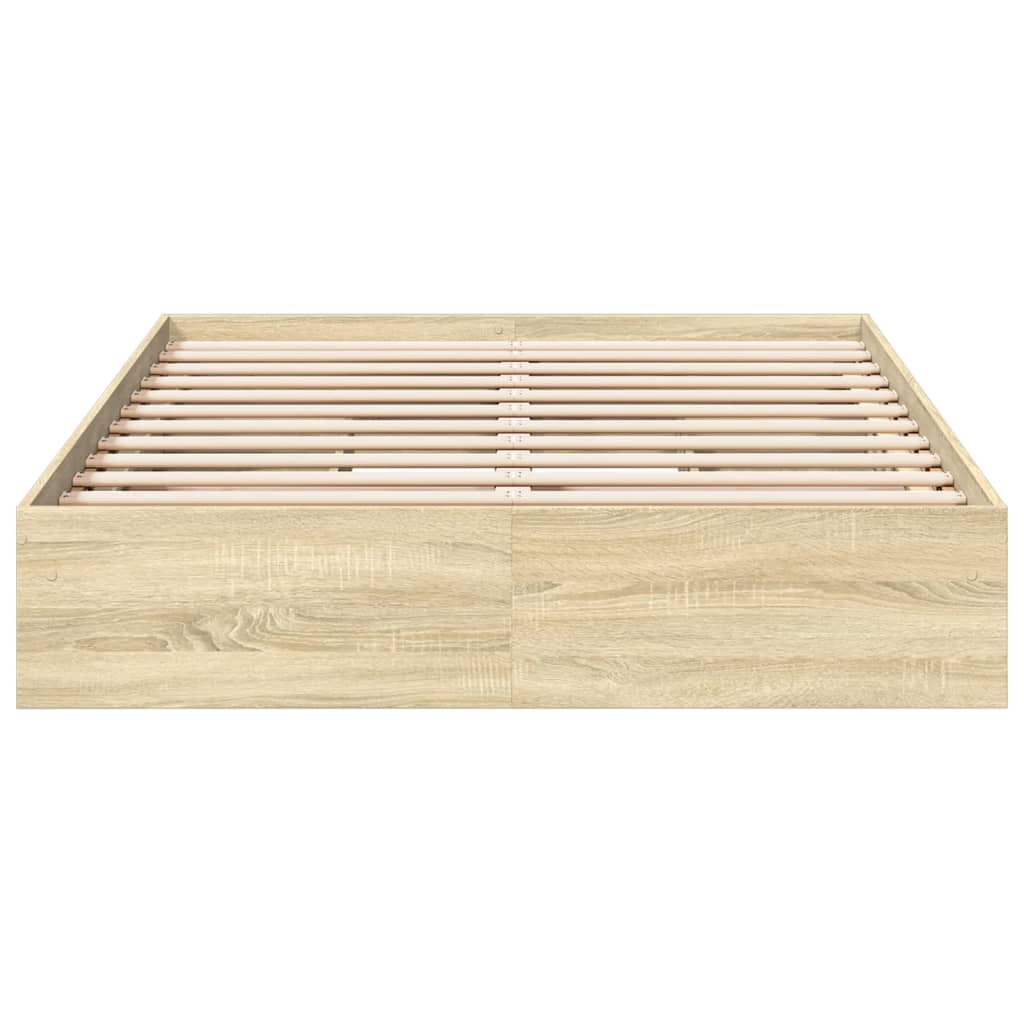 vidaXL Cadru de pat cu sertare stejar sonoma 135x190 cm lemn prelucrat