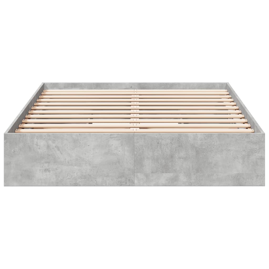 vidaXL Cadru de pat cu sertare, gri beton, 135x190 cm, lemn prelucrat vidaXL Cadru de pat cu sertare, gri beton, 135x190 cm, lemn prelucrat