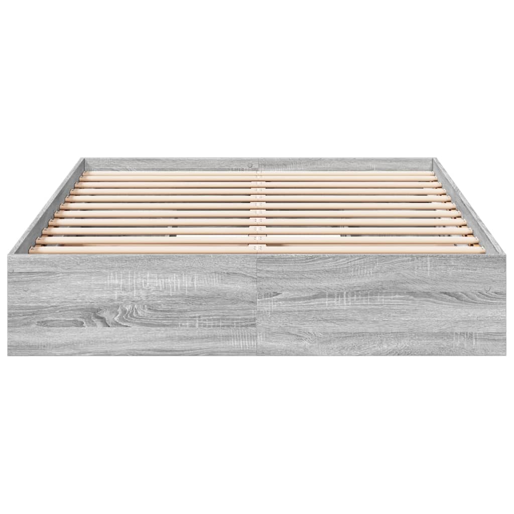 vidaXL Cadru de pat cu sertare, gri sonoma, 135x190 cm, lemn prelucrat vidaXL Cadru de pat cu sertare, gri sonoma, 135x190 cm, lemn prelucrat