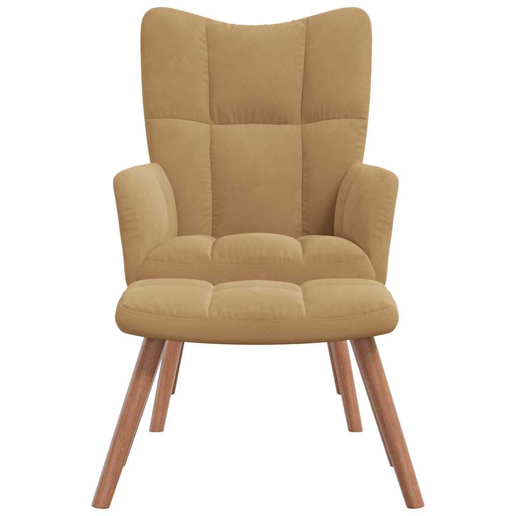 vidaXL Scaun de relaxare cu taburet, maro, catifea vidaXL Scaun de relaxare cu taburet, maro, catifea