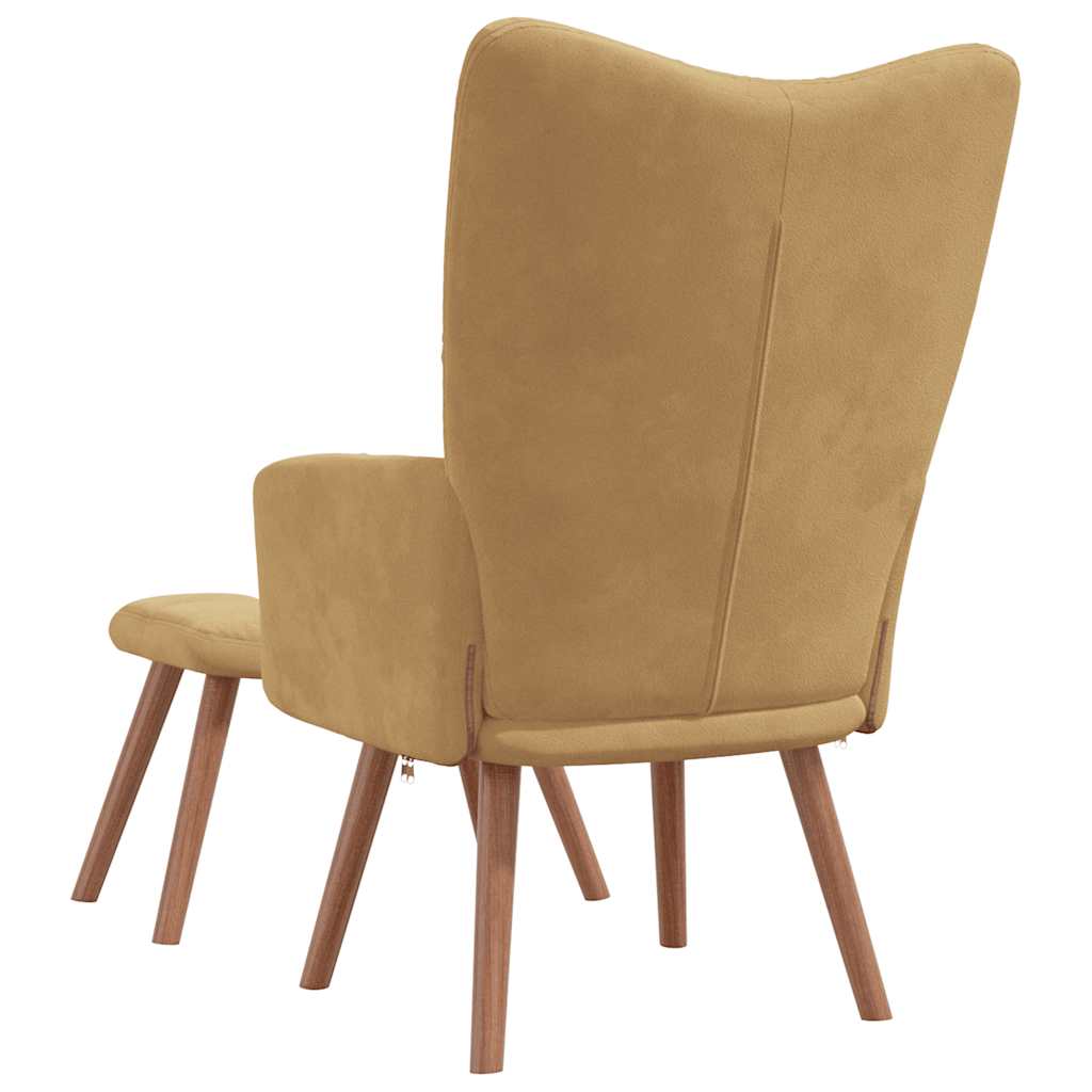 vidaXL Scaun de relaxare cu taburet, maro, catifea vidaXL Scaun de relaxare cu taburet, maro, catifea