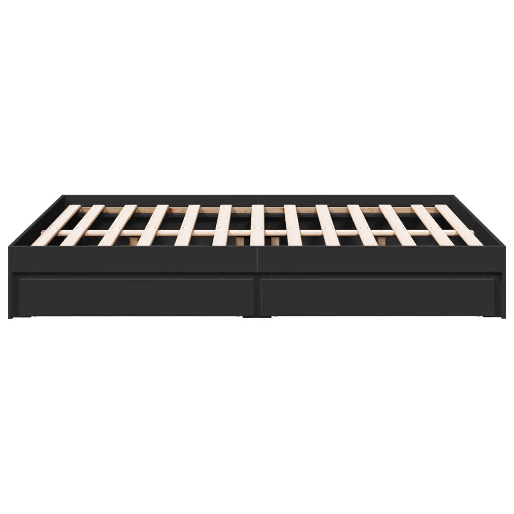 vidaXL Cadru de pat cu sertare, negru, 120x190 cm, lemn prelucrat vidaXL Cadru de pat cu sertare, negru, 120x190 cm, lemn prelucrat