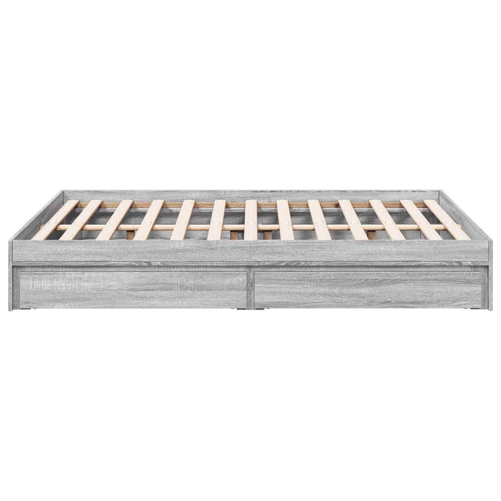 vidaXL Cadru de pat cu sertare gri sonoma 120x190 cm lemn prelucrat