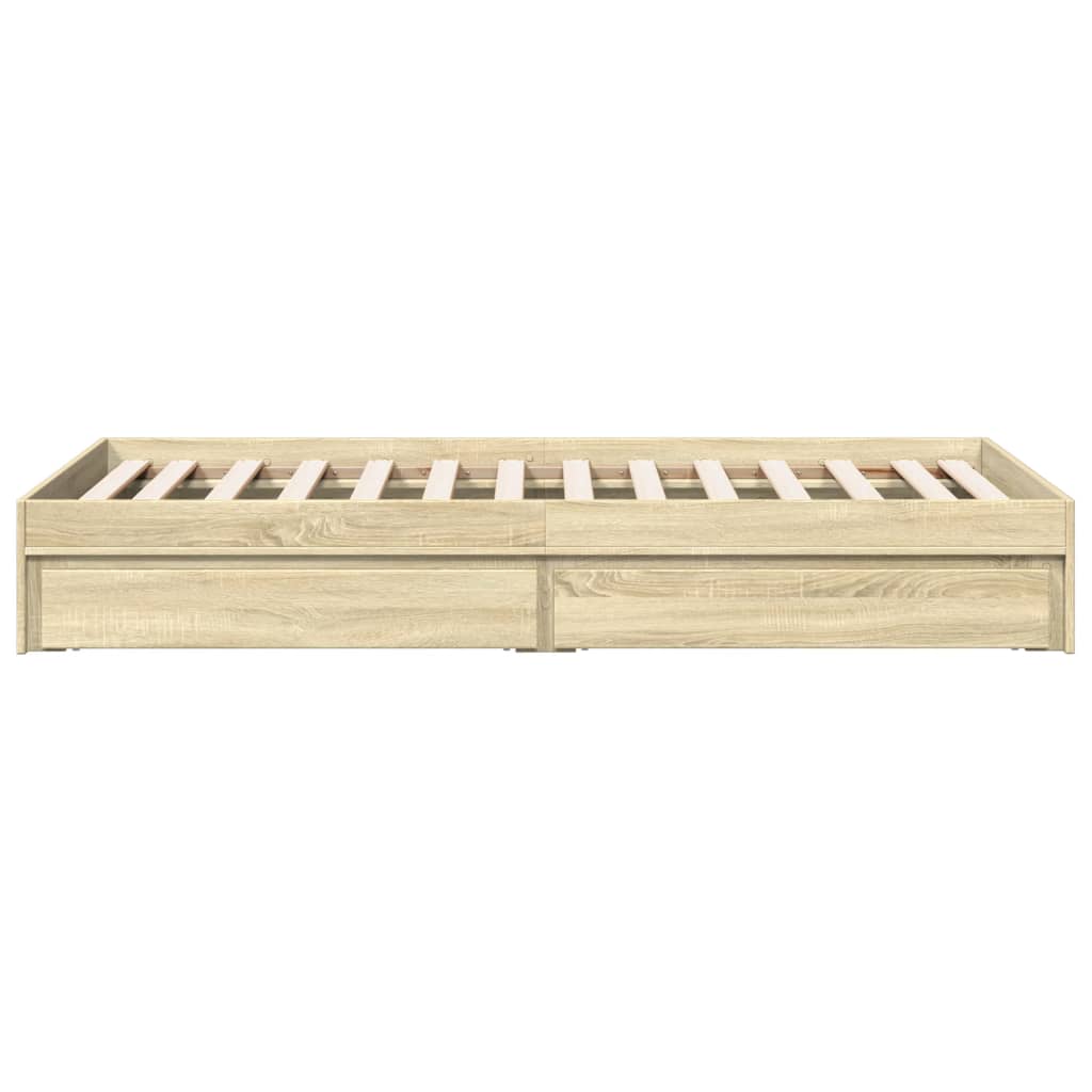 vidaXL Cadru de pat cu sertare stejar sonoma 90x190 cm lemn prelucrat