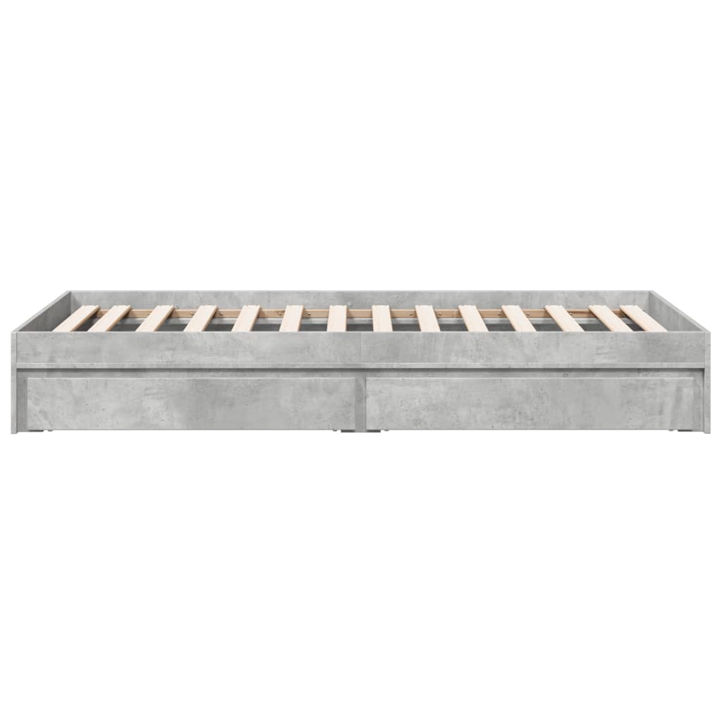vidaXL Cadru de pat cu sertare, gri beton, 90x190 cm, lemn prelucrat vidaXL Cadru de pat cu sertare, gri beton, 90x190 cm, lemn prelucrat