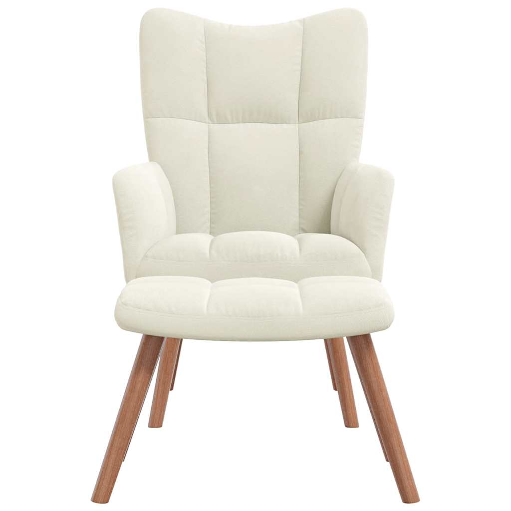 vidaXL Scaun de relaxare cu taburet, alb crem, catifea vidaXL Scaun de relaxare cu taburet, alb crem, catifea
