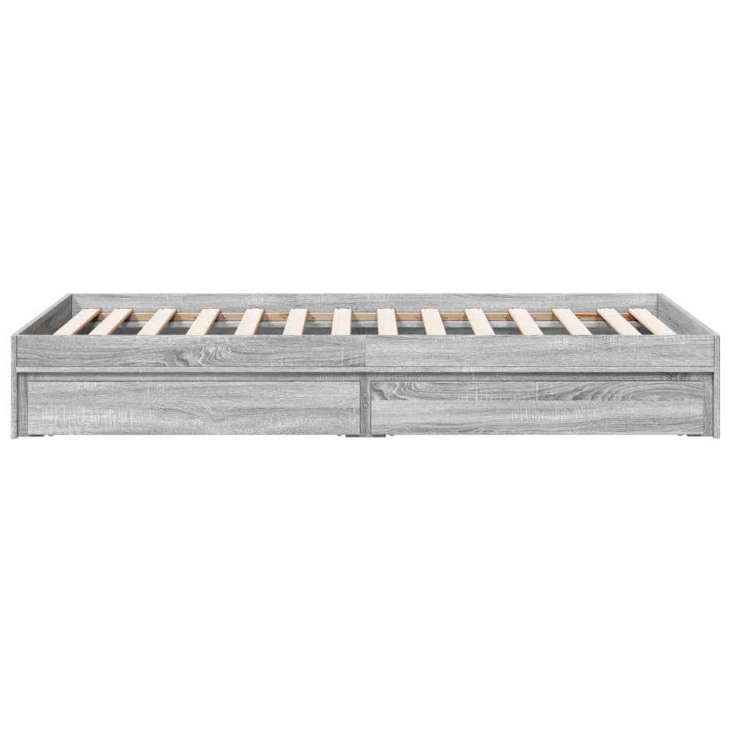 vidaXL Cadru de pat cu sertare gri sonoma 90x190 cm lemn prelucrat