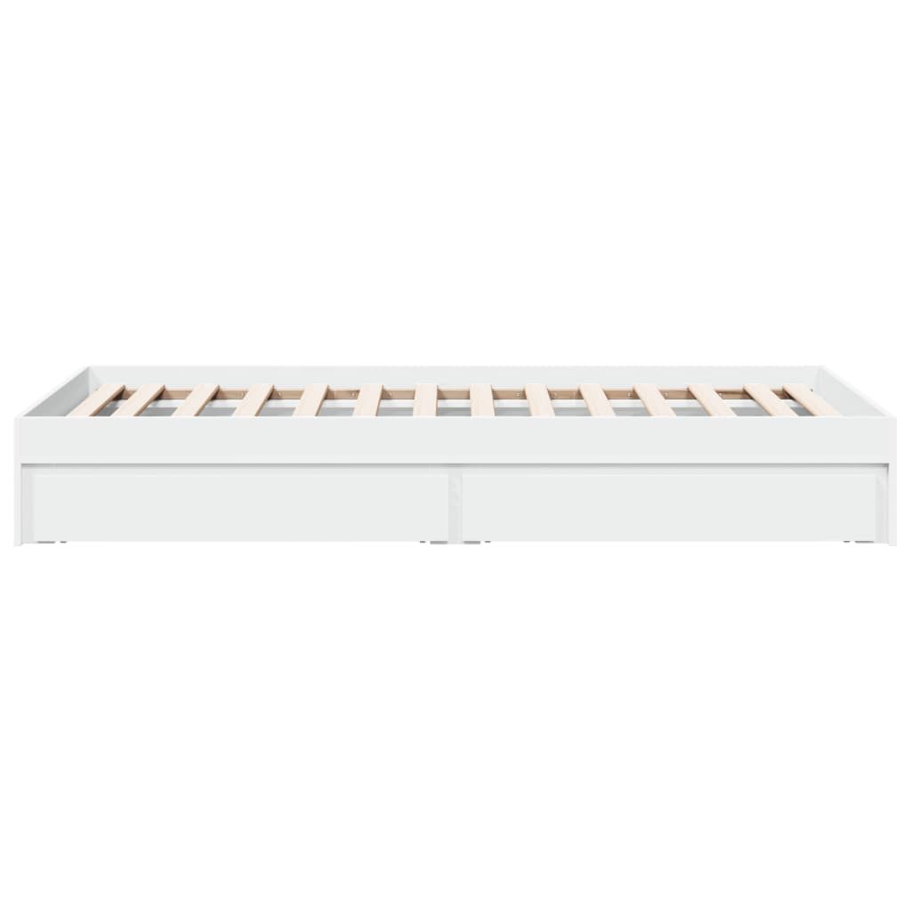vidaXL Cadru de pat cu sertare, alb, 75x190 cm, lemn prelucrat vidaXL Cadru de pat cu sertare, alb, 75x190 cm, lemn prelucrat