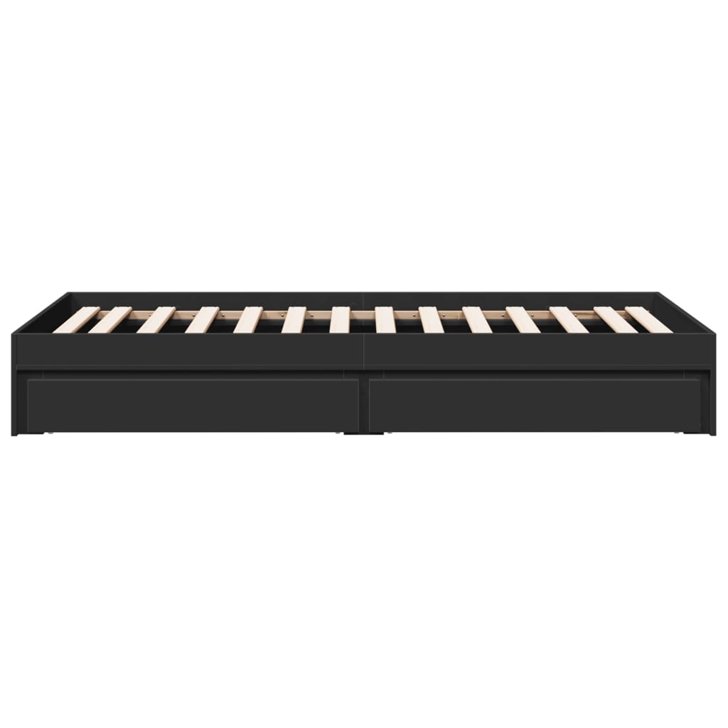 vidaXL Cadru de pat cu sertare, negru, 75x190 cm, lemn prelucrat