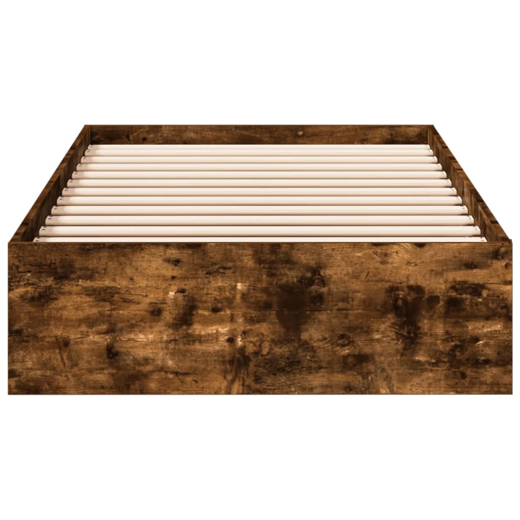 vidaXL Cadru de pat cu sertare stejar fumuriu 75x190 cm lemn prelucrat