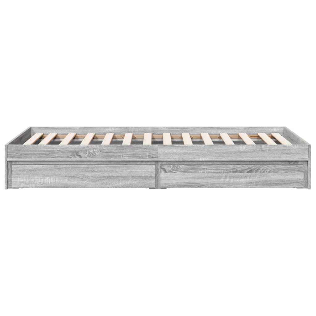 vidaXL Cadru de pat cu sertare gri sonoma 75x190 cm lemn prelucrat