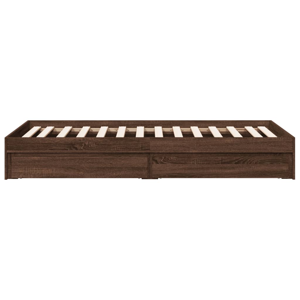 vidaXL Cadru de pat cu sertare stejar maro 75x190 cm lemn prelucrat