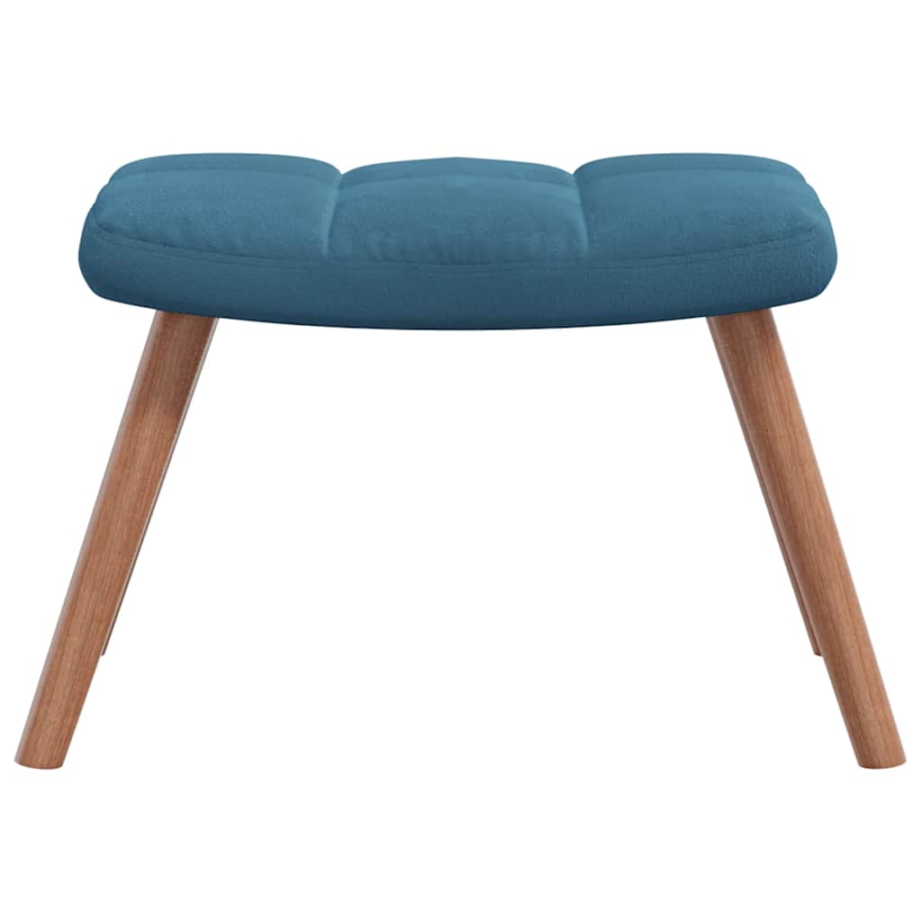 vidaXL Scaun de relaxare cu taburet, albastru, catifea vidaXL Scaun de relaxare cu taburet, albastru, catifea